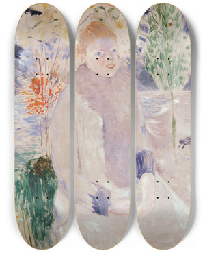 Triptych art skateboard deck of Ernst Josephson Portrait Of A Lady by Ernst Josephson (1851-1906)