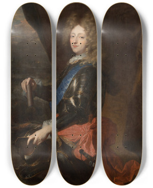 Triptych art skateboard deck of Hyacinthe Rigaud Portrait Of King Frederik Iv As Prince by Hyacinthe Rigaud (1659-1743)