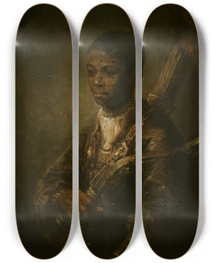 Triptych art skateboard deck of Govert Flinck A Young Archer by Govert Flinck (1615-1660)