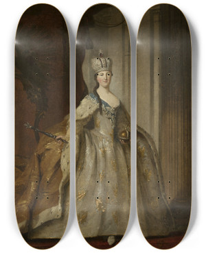 Triptych art skateboard deck of Ivan Argunov Portrait Of Catherine Ii_2 by Ivan Argunov (1729-1802)