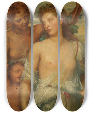 Triptych art skateboard deck of George Frederic Watts A Bacchante by George Frederic Watts (1817-1904)