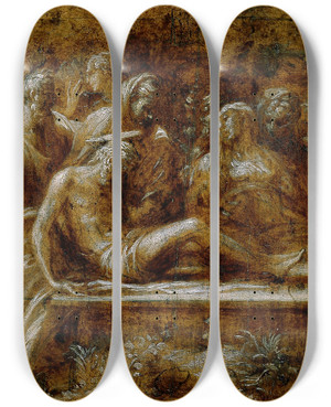 Triptych art skateboard deck of Parmigianino The Entombment Of Christ by Parmigianino (1503-1540) Triptych art skateboard deck of Parmigianino The Entombment Of Christ by Parmigianino (1503-1540)
