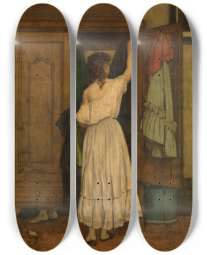 Triptych art skateboard deck of Willem Linnig Wardrobe by Willem Linnig (1819-1885)