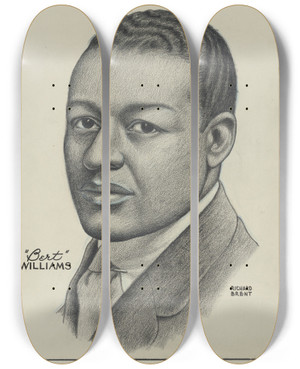 Triptych art skateboard deck of Richard Brent Bert Williams by Richard Brent (20-)