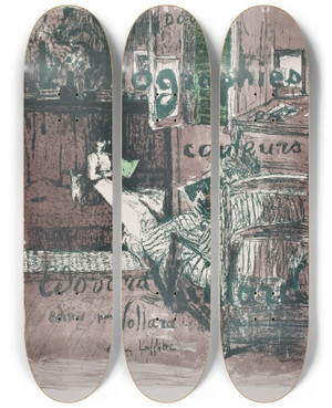 Triptych art skateboard deck of Douard Vuillard Album Cover For Landscapes And Interiors by douard Vuillard (1868-1940)
