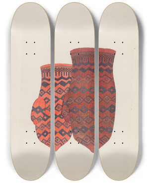 Triptych art skateboard deck of Carl Keksi Mitten by Carl Keksi