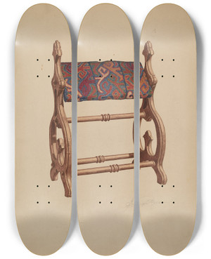 Triptych art skateboard deck of Georgine E Mason Foot Rest by Georgine E Mason