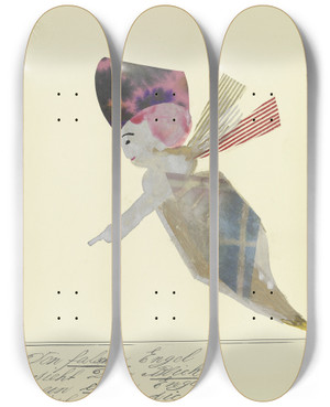 Triptych art skateboard deck of John Elsas Den Falschen Engel by John Elsas (1851-1935)