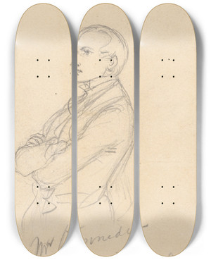 Triptych art skateboard deck of Felix Octavius Carr Darley John Pendleton Kennedy by Felix Octavius Carr Darley (1822-1888)