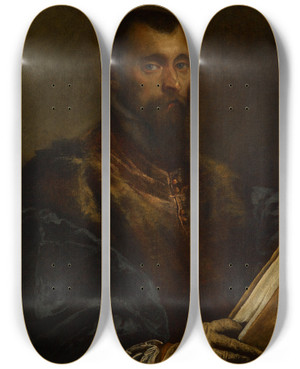 Triptych art skateboard deck of Leandro Bassano Portrait Of A Man by Leandro Bassano (1557-1623)