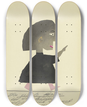 Triptych art skateboard deck of John Elsas Der Grsste Mann Ist Sehr Klein by John Elsas (1851-1935)
