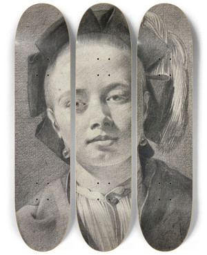 Triptych art skateboard deck of Leendert Van Der Cooghen Bildnis Eines Jungen Menschen_1 by Leendert van der Cooghen (1610-1681)