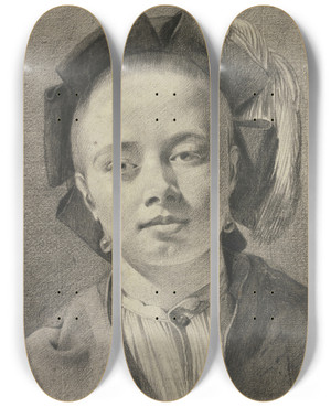 Triptych art skateboard deck of Leendert Van Der Cooghen Bildnis Eines Jungen Menschen_2 by Leendert van der Cooghen (1610-1681)