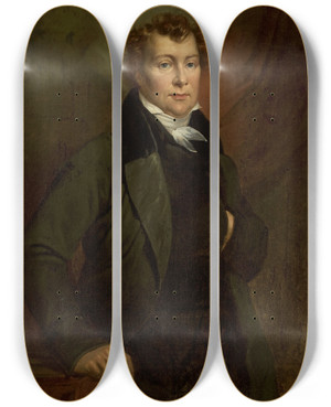 Triptych art skateboard deck of Antoni Brodowski Portrait Of Ludwik Osiski by Antoni Brodowski (1784-1832)