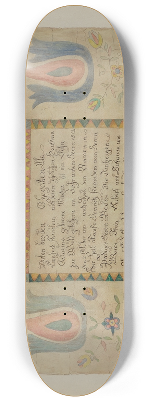 Ethelbert Brown - Pa. German Birth Certificate 8.25 inch art skate deck