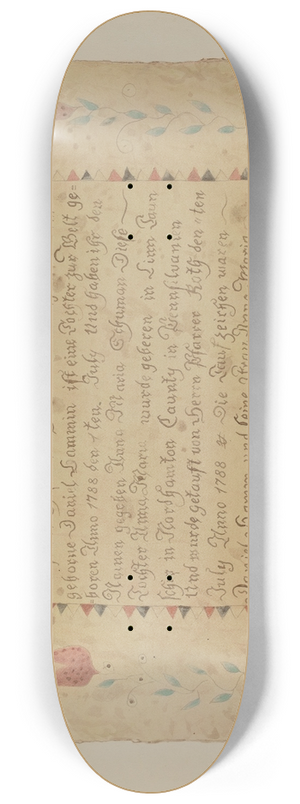 Ethelbert Brown - Pa. German Birth Certificate 8.25 inch art skate deck