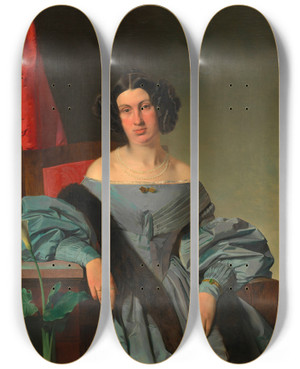 Triptych art skateboard deck of Franz Eybl Franziska Schweighofer Geb Wei by Franz Eybl (1806-1880)
