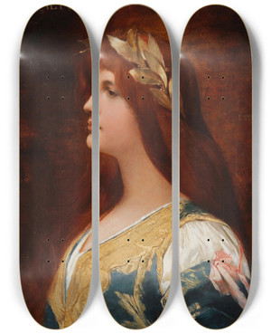 Triptych art skateboard deck of Eduard Veith Fiammetta by Eduard Veith (1856-1925)