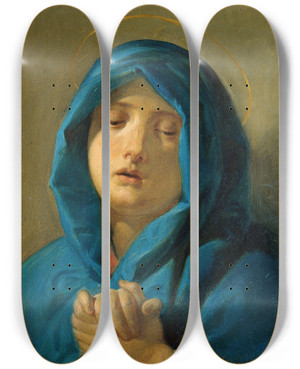 Triptych art skateboard deck of Joseph Hasslwander Madonnenkopf by Joseph Hasslwander (1812-1878)
