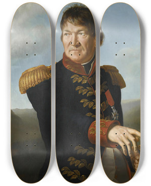 Triptych art skateboard deck of Antoinejean Gros Portrait Of Baron Sgoing De Laborde by Antoine-Jean Gros (1771-1835)