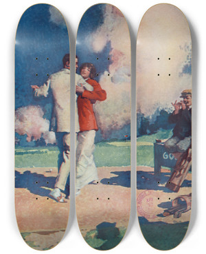 Triptych art skateboard deck of Walter Dean Goldbeck Tango Tee by Walter Dean Goldbeck (1882-1925)