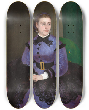 Triptych art skateboard deck of Pierreauguste Renoir Mademoiselle Sicot by Pierre-Auguste Renoir (1841-1919)