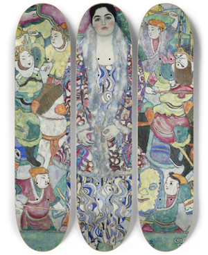 Triptych art skateboard deck of Gustav Klimt Portrait Of Friederike Maria Beer by Gustav Klimt (1862-1918)