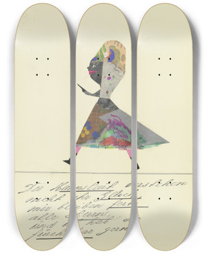 Triptych art skateboard deck of John Elsas Die Mannsleut Verstehen Nicht Ihr Glck by John Elsas (1851-1935)