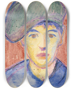 Triptych art skateboard deck of Alvar Cawn Poika Bretagne by Alvar Cawen (1886-1935)
