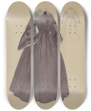 Triptych art skateboard deck of Virginia Berge Dress_3 by Virginia Berge