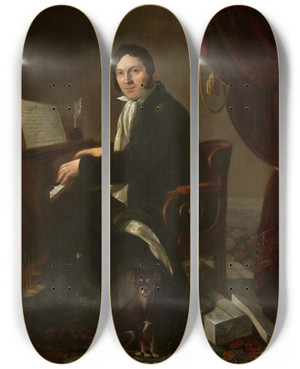 Triptych art skateboard deck of Aleksander Ludwik Molinari Portrait Of Karol Kupriski by Aleksander Ludwik Molinari (1795-1868)