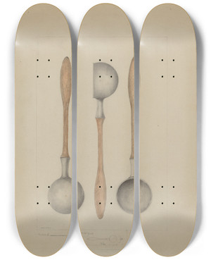 Triptych art skateboard deck of Henry Meyers Pewter Ladle_1 by Henry Meyers (20-)