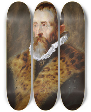 Triptych art skateboard deck of Peter Paul Rubens Portret Van Justus Lipsius by Peter Paul Rubens (1577-1640)