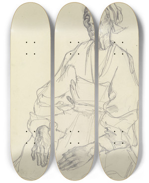 Triptych art skateboard deck of Armin Stern Bretonische Buerin by Armin Stern (1883-1944)