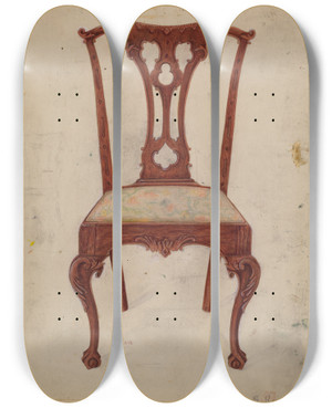 Triptych art skateboard deck of Suzanne Roy Chair by Suzanne Roy