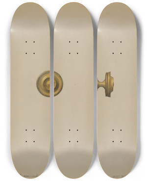 Triptych art skateboard deck of Janet Riza Drawer Pull_9 by Janet Riza (20-)