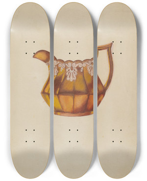 Triptych art skateboard deck of Samuel O Klein Pitcher_3 by Samuel O Klein
