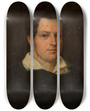 Triptych art skateboard deck of Wojciech Korneli Stattler Portrait Of Izydor Dymidowicz by Wojciech Korneli Stattler (1800-1875)