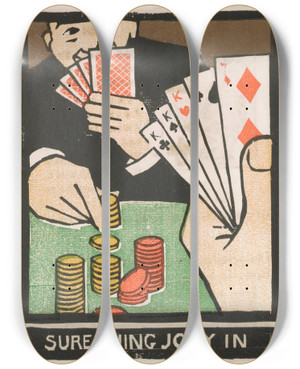 Triptych art skateboard deck of Frank Holme Surething Joey In by Frank Holme (1868-1904)