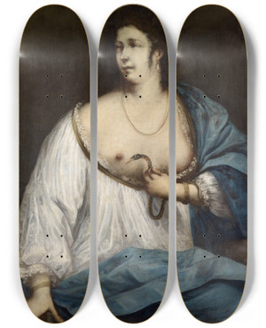 Triptych art skateboard deck of Antonio Carneo Cleopatra With Serpent by Antonio Carneo (1637-1692)