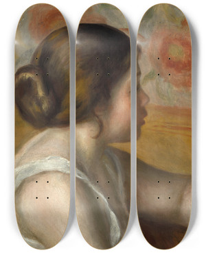 Triptych art skateboard deck of Pierreauguste Renoir Head Of A Young Girl by Pierre-Auguste Renoir (1841-1919)