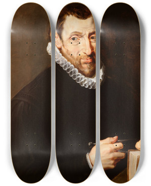 Triptych art skateboard deck of Peter Paul Rubens Portret Van Christoffel Plantin by Peter Paul Rubens (1577-1640)