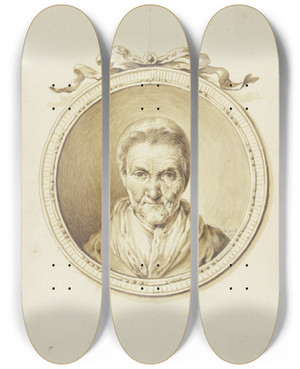 Triptych art skateboard deck of Januarius Zick Bildnis Einer Alten Frau En Face In Einem Medaillon Mit Schmuckband by Januarius Zick (1730-1797)