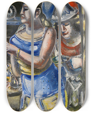Triptych art skateboard deck of Paul Kleinschmidt Zirkusdiva_2 by Paul Kleinschmidt (1883-1949)