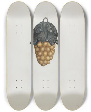 Triptych art skateboard deck of Alice Stearns Bunch Of Grapes by Alice Stearns