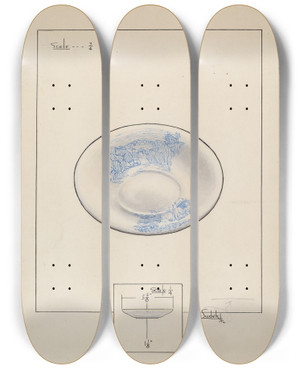 Triptych art skateboard deck of Joseph Sudek Saucer_1 by Joseph Sudek