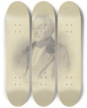 Triptych art skateboard deck of Philipp Winterwerb Brustbild Des Abgeordneten Zur Deutschen Nationalversammlung Johann Adam Von Itzstein Nach Dem Original Gezeichnet by Philipp Winterwerb (1837-1873)