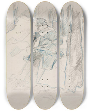Triptych art skateboard deck of Ivan Ivanec Oficer Legionu Ukraiskich Strzelcw Siczowych 19141920 W Lesie by Ivan Ivanec (1893-1946)
