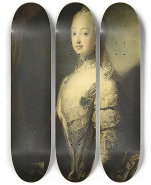 Triptych art skateboard deck of Carl Gustaf Pilo Sofia Magdalena Queen Of Sweden_1 by Carl Gustaf Pilo (1711-1793)