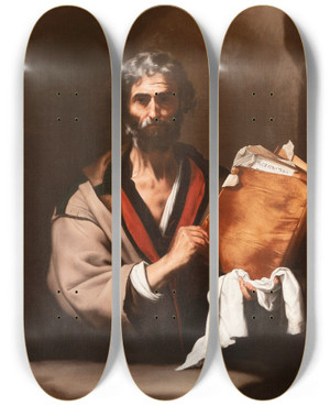 Triptych art skateboard deck of Jusepe De Ribera A Philosopher_2 by Jusepe de Ribera (1591-1652)